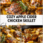 Golden chicken pieces in apple cider glaze served in a skillet with herbs for a cozy Fall Dinner 2026